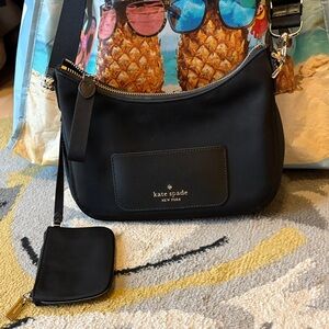 Kate Spade Elegant Black Shoulder Bag with Coin Pouch